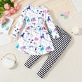 thumbnail image 3 of 4T Baby Girls Clothes 4T Girls 2PCS Outfits Set Unicorn Print Toddler Girls Long Sleeve Irregular Top Pants Set White, 3 of 10