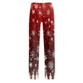 thumbnail image 6 of Women's Christmas Printed Plush Casual Pants with Drawstring Elastic Waist, Long Trousers for Home and Casual Wear, Comfortable Design,Red,S, 6 of 6