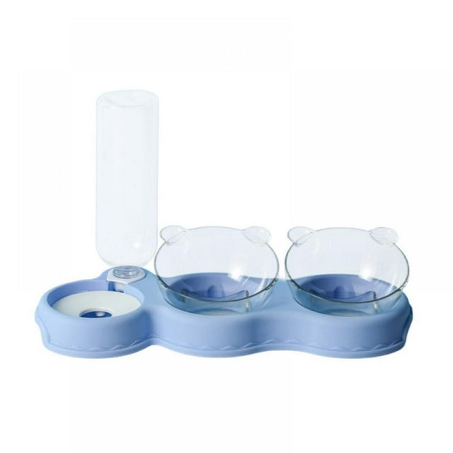 Clearance Sale Pet Cat Double Bowl Auto Bowl Feeding Drinking Fountain White