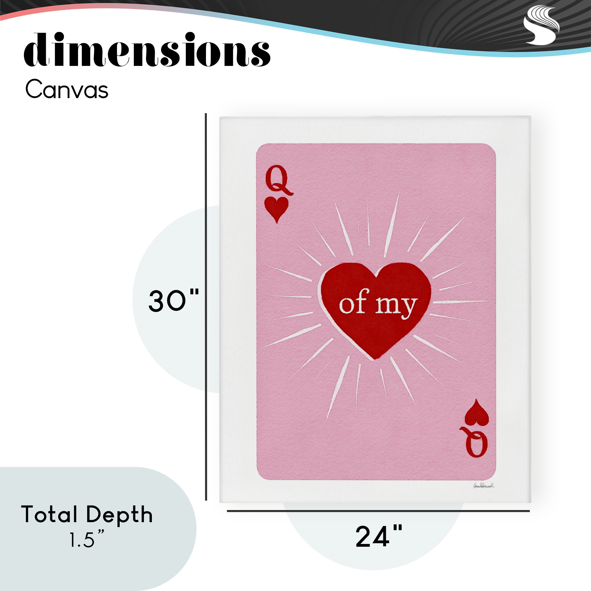 Queen Of My Heart Card Canvas Wall Art, design by Amanda Greenwood