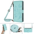 thumbnail image 2 of Phone Case for Samsung Galaxy A26 5G Wallet Cell Cover with Wrist & Shoulder Strap, Embossed Flower Flip Zipper Card Holder Slots Stand PU Leather Wallet Case for Women Girls Men Women, Green, 2 of 19