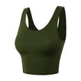 thumbnail image 2 of A2Y Women's Fitted Rayon Scoop Neck Sleeveless Crop Tank Top Olive S, 2 of 3