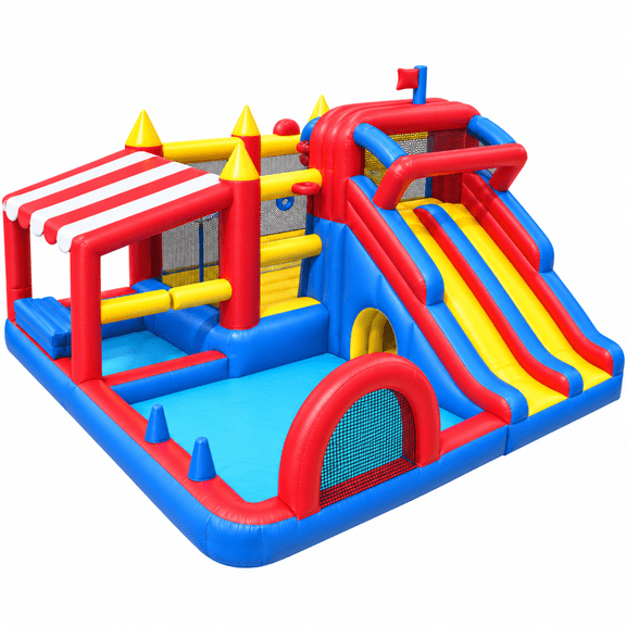 Large Inflatable Bounce House with Double Long Slides, Bounce Slide & 650W Blower, Up to 10 Kids, 794 lb Capacity, Ages 3 
