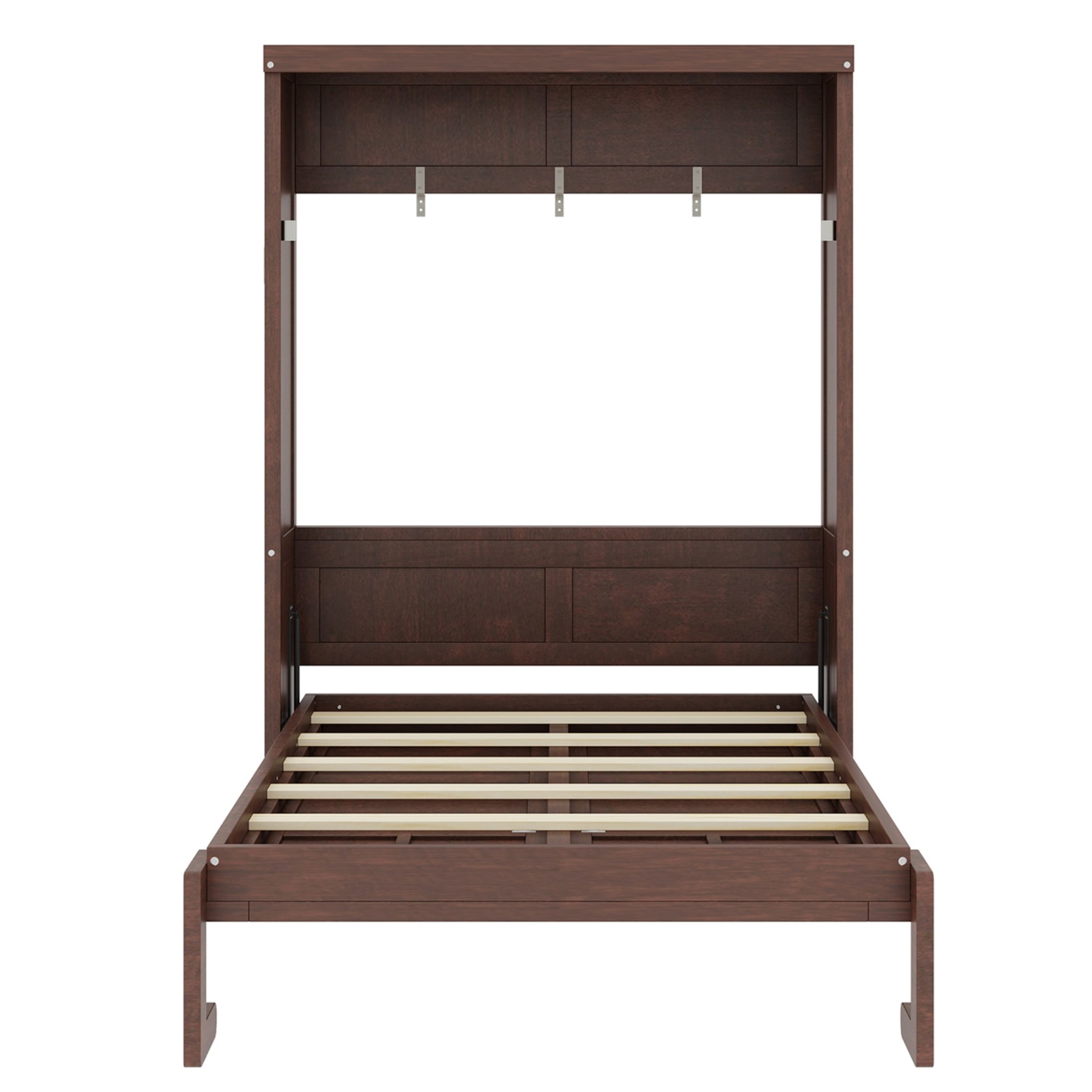 Noble House Bravella Twin Size Murphy Bed, Foldable Hidden Wall Bed Cabinet with Slat Support, Space Saving, Espresso