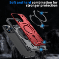 thumbnail image 6 of Entronix Magnetic Heavy Duty Case Designed for iPhone 16 Pro Kickstand Shockproof Armor, Red, 6 of 8