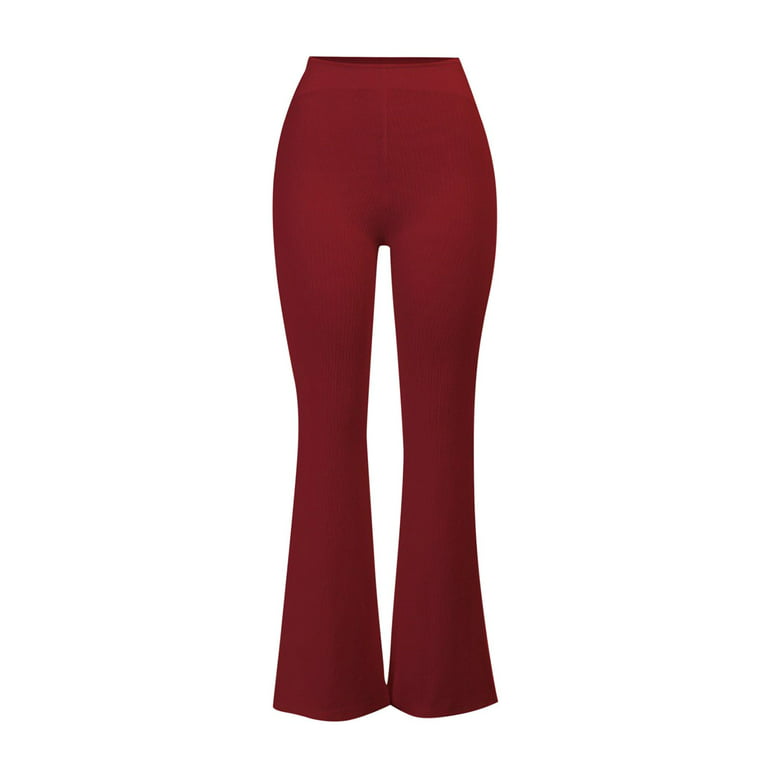 Flare Bell Bottom Pants for Women High Waisted Cutout Stretch Solid Wide  Leg Pants Casual Comfy Lounge Trousers