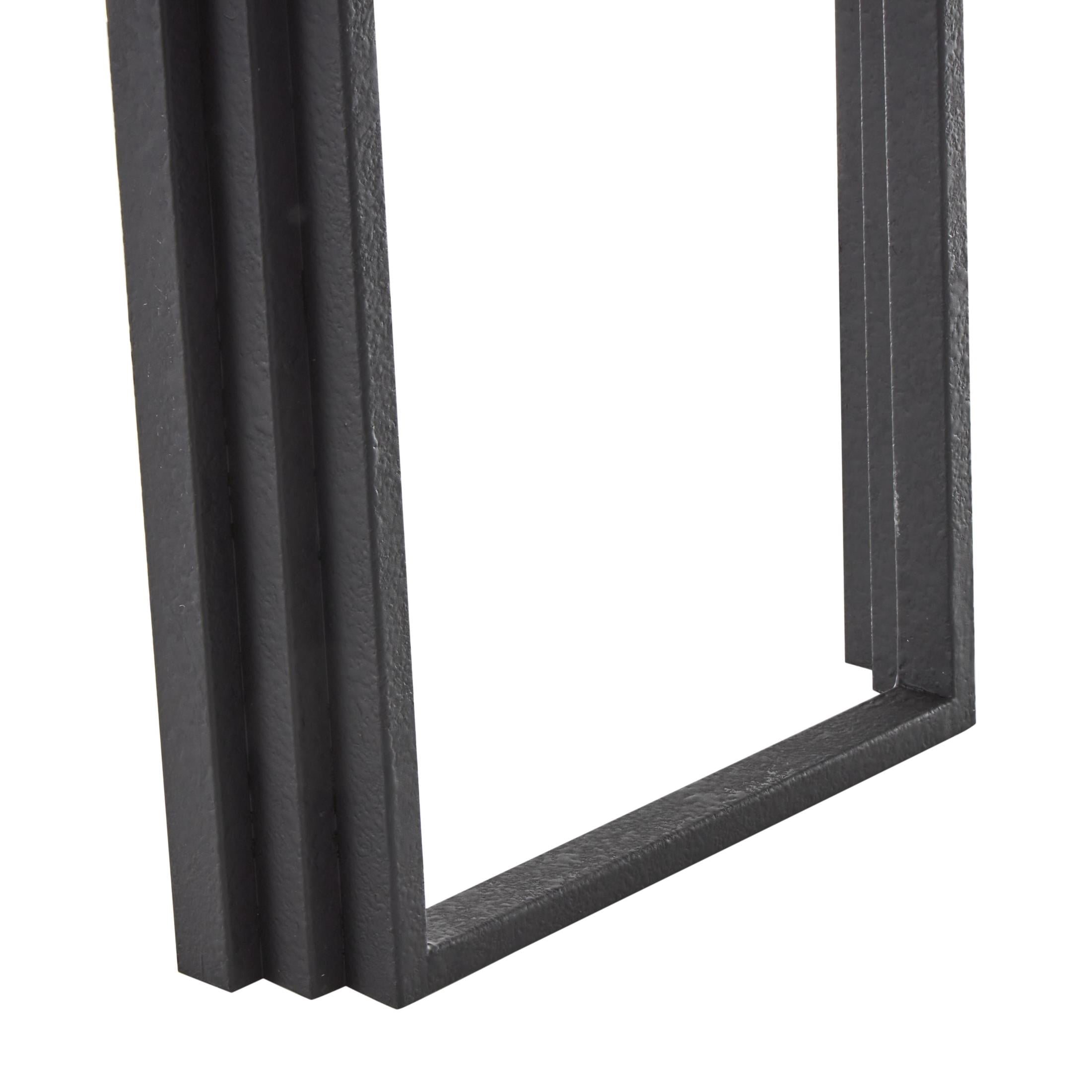 DecMode 55" x 31" Black Metal Layered Arch Console Table with Brown Tabletop, 1-Piece