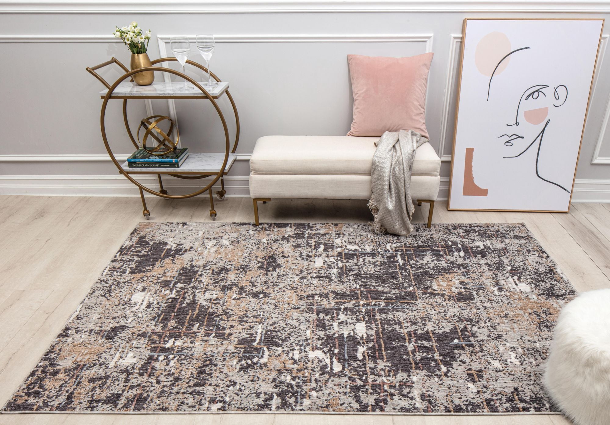 Mason Brooks Cressida CA85A Stormy Sky Abstract Contemporary Gray Area Rug, 2'6" x 8'