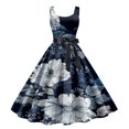 thumbnail image 1 of Gibobby Vestidos para Mujer Vestidos de cóctel vintage para mujer Sin mangas Hasta la rodilla Retro A Line Flared Swing Formal Vestido de fiest(Marina,XL), 1 of 2