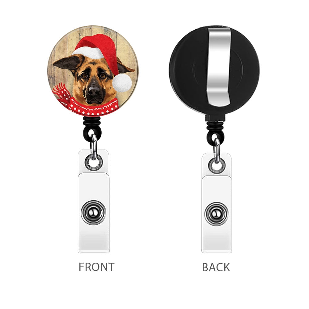 WIRESTER Retractable Badge Reels with Alligator Swivel Clip & Plastic Card  Holder Strap, Round ID Badge Holders for Students, Teachers, Office Workers  - Cavalier King Charles Spaniels Dog Happy 