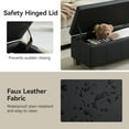thumbnail image 5 of 41" Faux Leather Storage Ottoman, Stitch Tufted Rectangle Upholstered End of Bed Storage , Entryway Large Couch Ottoman with Wooden Legs, Dark Black, 5 of 7