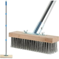 Concrete Scrub Brush - Concrete Scrubber Wire Broom with 62" Long Handle - Deck Brushes for Scrubbing Heavy Duty Stiff Metal Bristle Floor Scrubber Brushes for Cleaning Moss Grout Garage Patio