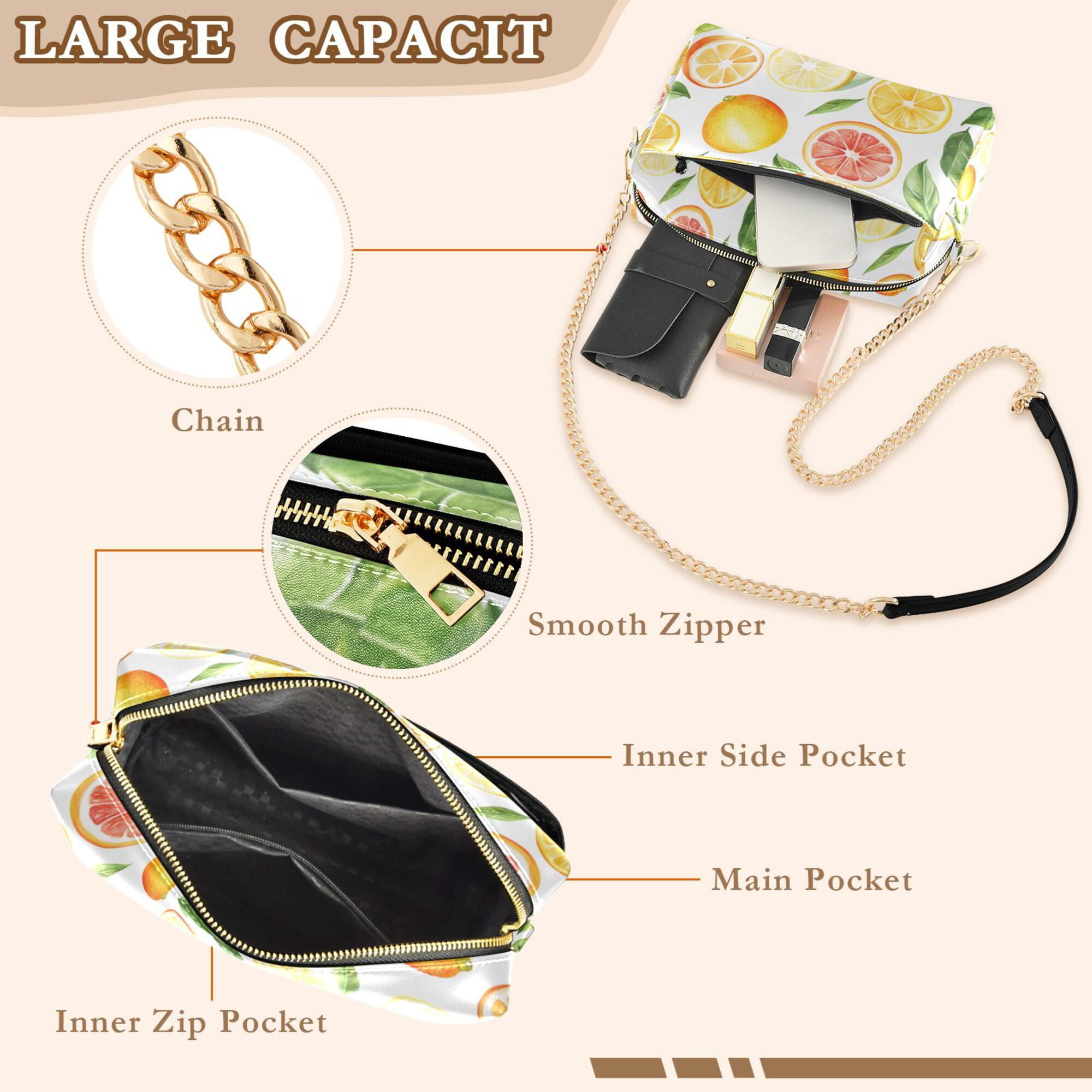 FORMRS Women Crossbody Purse with Chain Strap Vegan Leather Shoulder Handbag, Candy Lemon