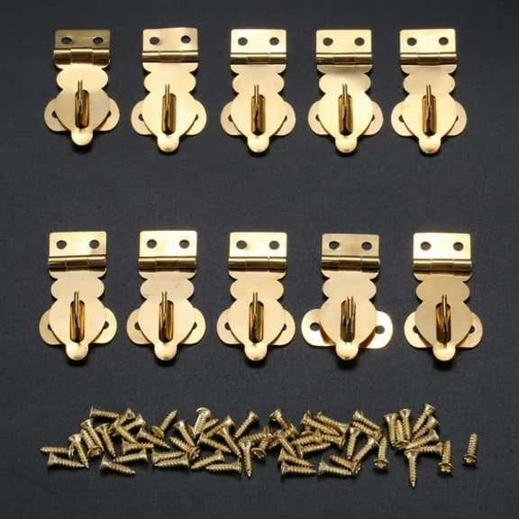 10Pcs Brass Antique Jewelry Box Padlock Hasps Locked Wooden Wine Gifts Box Handbag Buckle Latch Clasp Furniture Hardware 27*19mm