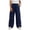 Navy, variant on Girls Cargo Pants Star Print Wide Leg Trousers Drawstring Waist Casual Streetwear