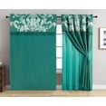 thumbnail image 2 of Chezmoi Collection Royal 4-Piece Jacquard Floral Window Curtain Set, Green/Silver, 2 of 7