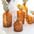 thumbnail image 4 of BalsaCircle 6 Amber Gold Glass Flower Vases Embossed Vintage Design Party Events Home Decorations Supplies, 4 of 8