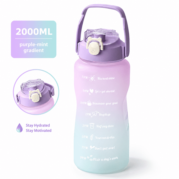 Motivational Gallon Water Bottle with Time Marker,Large Capacity Leakproof BPA Free Fitness Sports Water Jug