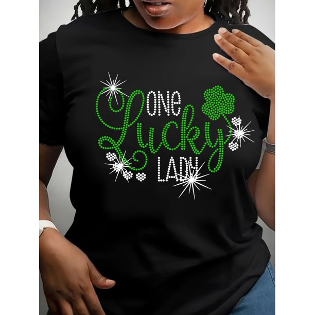 Camiseta informal de manga corta para mujer, estilo San Patricio, cuello redondo, algodón, lavable a máquina, estampado de letras Element, ideal para el verano.