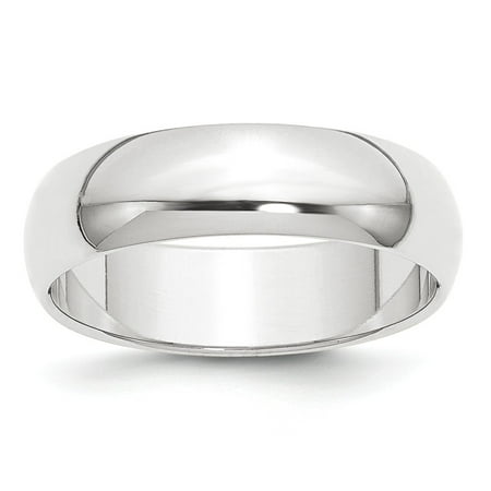 Platinum Wedding Ring Band - Platinum 6mm Half-Round Wedding Band Ring - Ring Size: 4 to 12