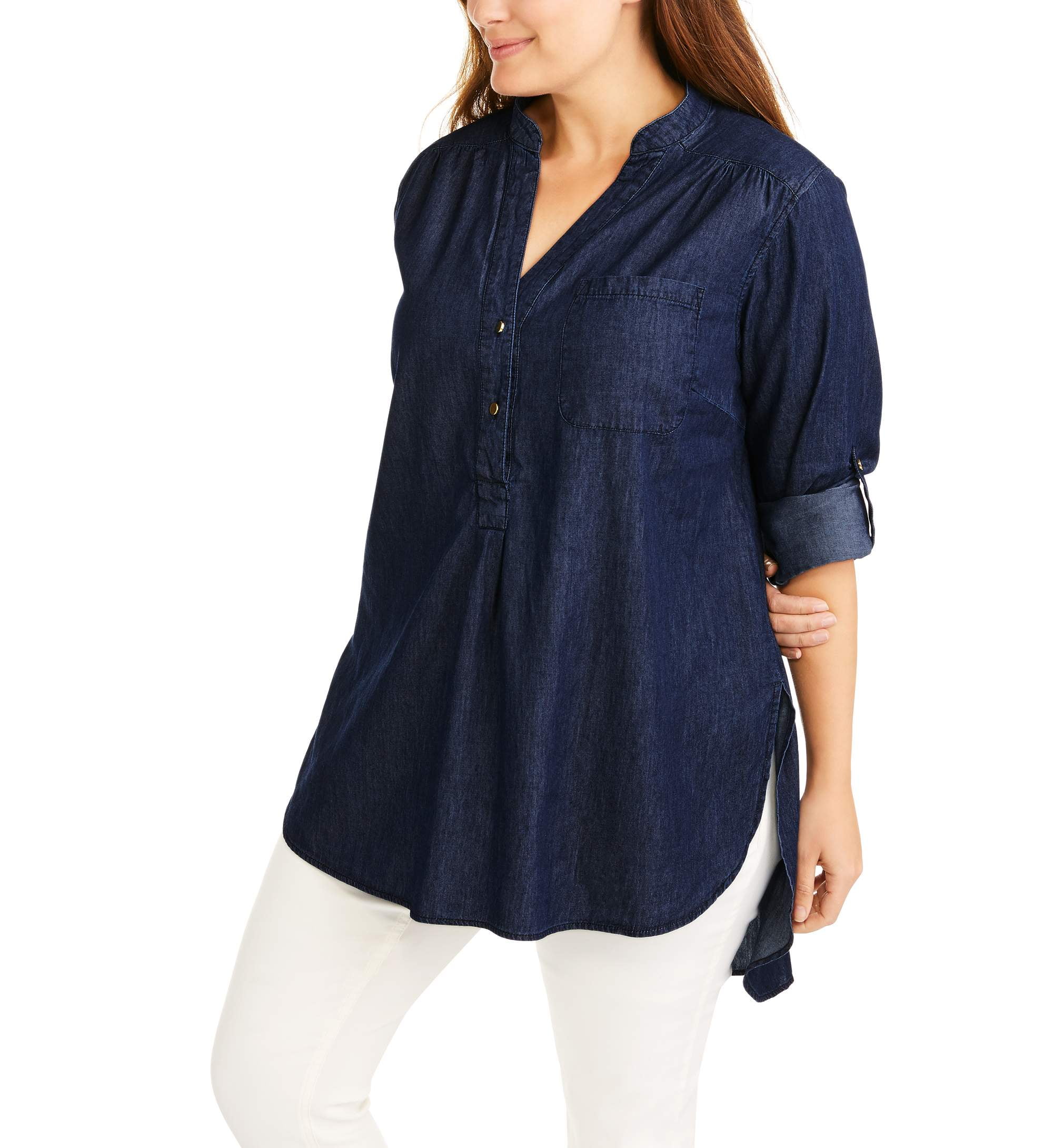 womens plus denim shirt