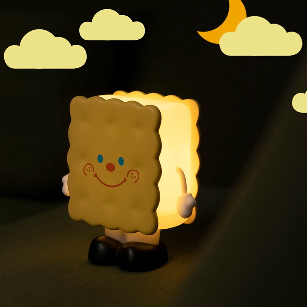 POINTERTECK Night Lamp with Non-slip Bottom 1200mAh USB Rechargeable Bedside Light Adjustable Brightness LED Table Portable Cute Cookie Kid Warm for Bedroom Nursery Desk