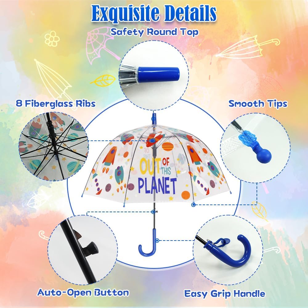 Kids Umbrella for Girls & Boys Toddler Childrens Clear Bubble Umbrella for Kids Small Durable Kids Umbrellas for Rain Outdoor