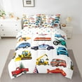 thumbnail image 2 of Manfei Boys Cars Bedding Comforter Set 7 Pieces,Cartoon Police Car Full Bedding Set,Fire Truck Excavator Fitted Sheet Flat Sheet For Teens Kid,Luxury Bedroom Decor Reversible, 2 of 8
