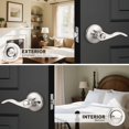 thumbnail image 3 of Brotima 2 Pack Privacy Door Lever with Lock, Keyless Reversible Interior Door Handle for Right/Left Handed Doors, Satin Nickel Wave Style Lock Set for Bedroom, Bathroom C106, 3 of 3