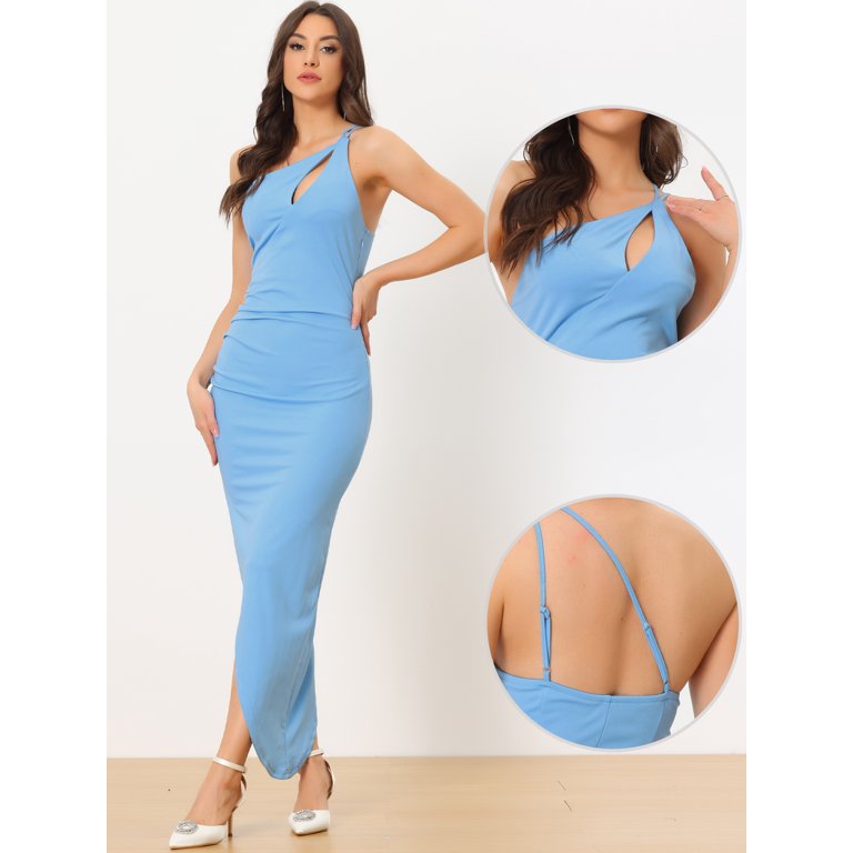 Unique Bargains Women's One Shoulder Sleeveless Cutout