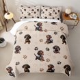 thumbnail image 2 of Homewish Cute Dachshund Quilt King,Dog Paw Prints King Coverlet Set,Beige,Heart Printed Decor,3 Pieces, 2 of 7