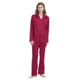 thumbnail image 4 of FELFEMO Womens Satin Pajamas Loungewear Two-piece Sleepwear Button-Down Pj Set, 4 of 6