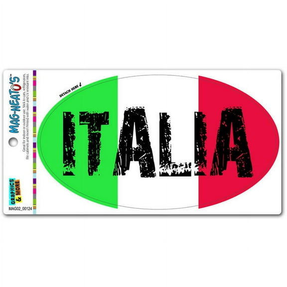 Italy Italia Country Flag Euro Oval Italian Flag Automotive Car Refrigerator Locker Vinyl Magnet