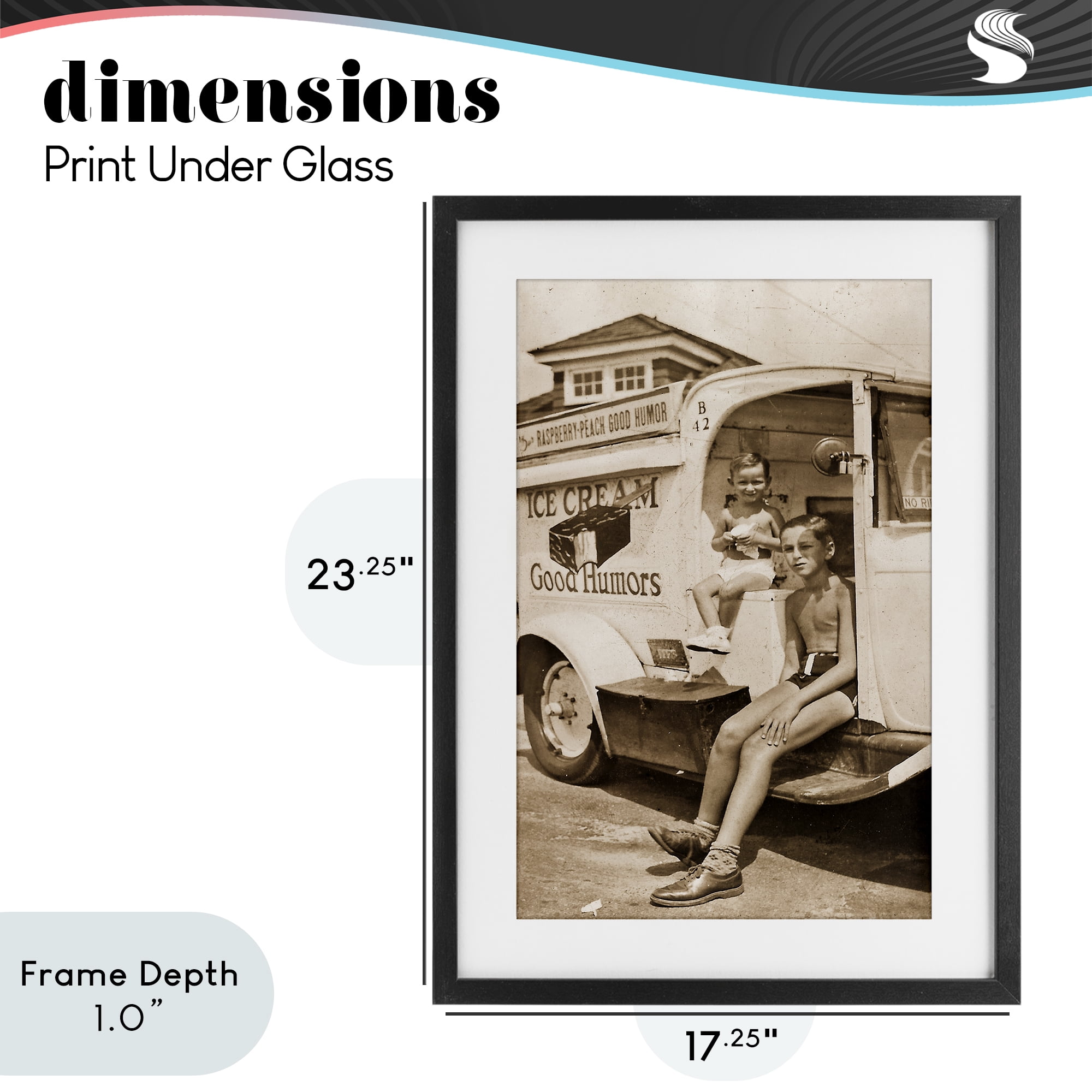 Stupell Industries Vintage Ice Cream Truck Black Framed Print Under Glass, design by Grotto Studios