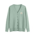 thumbnail image 2 of SYMOID Womens Green Acrylic Cardigan - Daisy Embroidered V-Neck, Button-Front Soft Lightweight, Sizes S-XXXL, Casual Layer for Spring/Fall,Size S, 2 of 5