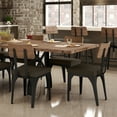 thumbnail image 3 of Amisco Symmetry Dining Chair - Dark Brown Grey Polyester / Light Brown Distressed Wood / Black Metal (Set of 2), 3 of 7
