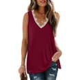 thumbnail image 2 of Womens Tank Tops V Neck Lace Side Split Summer Sleeveless Tops, 2 of 5