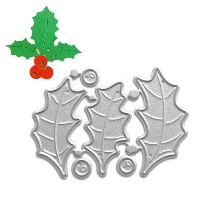 Wartleves Moldes de corte de acebo navideño, hojas para tarjetas, álbumes de recortes, Po Alb$