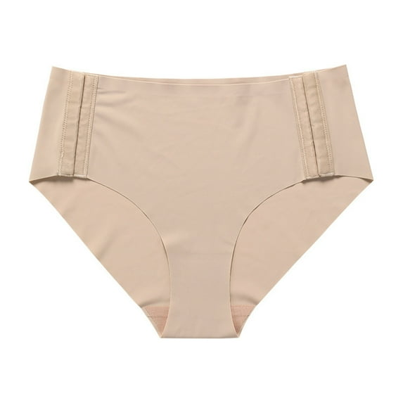 PERZOE Women Briefs Seamless Side Single-Breasted Women Briefs High Waist Ice Silk Underwear Panties