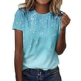 thumbnail image 3 of Womens T Shirts Ladies Fashion Print Casual Point Sleeve Crew Neck Tee Top Womens Tees Sky Blue S, 3 of 5