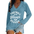 thumbnail image 2 of Enhedi Womens T Shirts for Women V Neck T Shirts for Women Football Is My Favorite Season Shirt Long Sleeve Football Lover Shirt V Neck Blue, 2 of 5