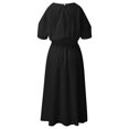 thumbnail image 1 of B91xZ Robe Grande Taille pour Femmes Été Robe Sans Manches Col Rond Décontractée Ample Plissée à Volants Midi avec Poches, Noir TTG, 1 of 5