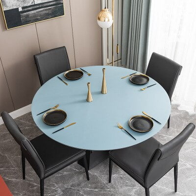 

dosili Solid color leather Round tablecloth Waterproof oilproof heat-resistant table mat Odorless party wedding table deco cover pad