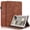 Brown, variant on Tree of Life Embossed Case for Google Pixe Tablet Stand, Card Slots, Stylus Loop Red
