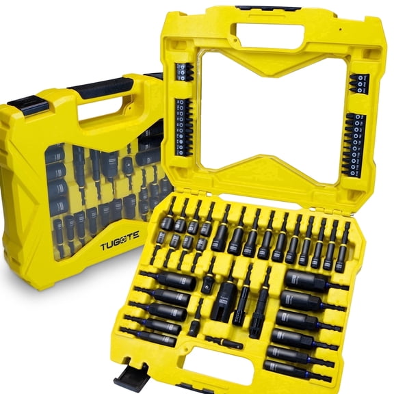 61PCS Impact Nut Driver Set - Magnetic Deep Nut Drivers for Drills, Includes Metric & SAE Socket Adapters, Wing Nut Driver, 1/4'' Quick Change with Bit Extension, Pivoting Nutsetter, S2 Steel Bits