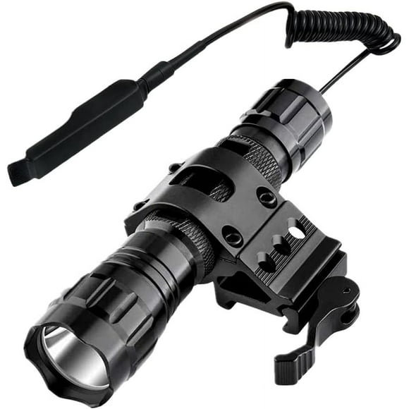 Tactical Hunting Torch 1500 Lumen Waterproof Flashlight with Remote Switch and Picatinny Rail