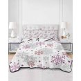 thumbnail image 2 of Quilt King Size Bedding Set, Pink Snowflake Christmas Reversible Summer Quilt 3 Pieces, Xmas Snowflake Winter Lightweight Bedspreads Coverlets with 2 Pillow Shams for All Seasons, 2 of 5