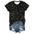 thumbnail image 5 of Wuxian Women Sequins Tshirt Glitter Sparkle Loose Fit Short Sleeve Round Neck Stylish Casual Carnival Party Night Clubwear T Shirt Top Dailywear,Black,S, 5 of 5