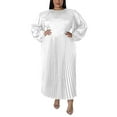 thumbnail image 1 of Innerwin Robes Col Rond Dames Robe Maxi Travail Couleur Unie Grande Taille Blanc 3TG, 1 of 5