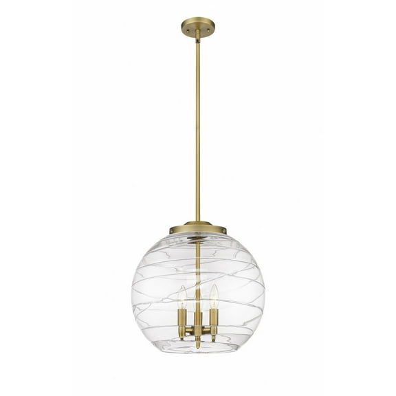 221-3S-BB-G1213-16 Innovations Lighting Athens Deco Swirl - 3 Light Pendant In Industrial Style-17.13 Inches Tall and 15.75 Inches Wide-Brushed Brass